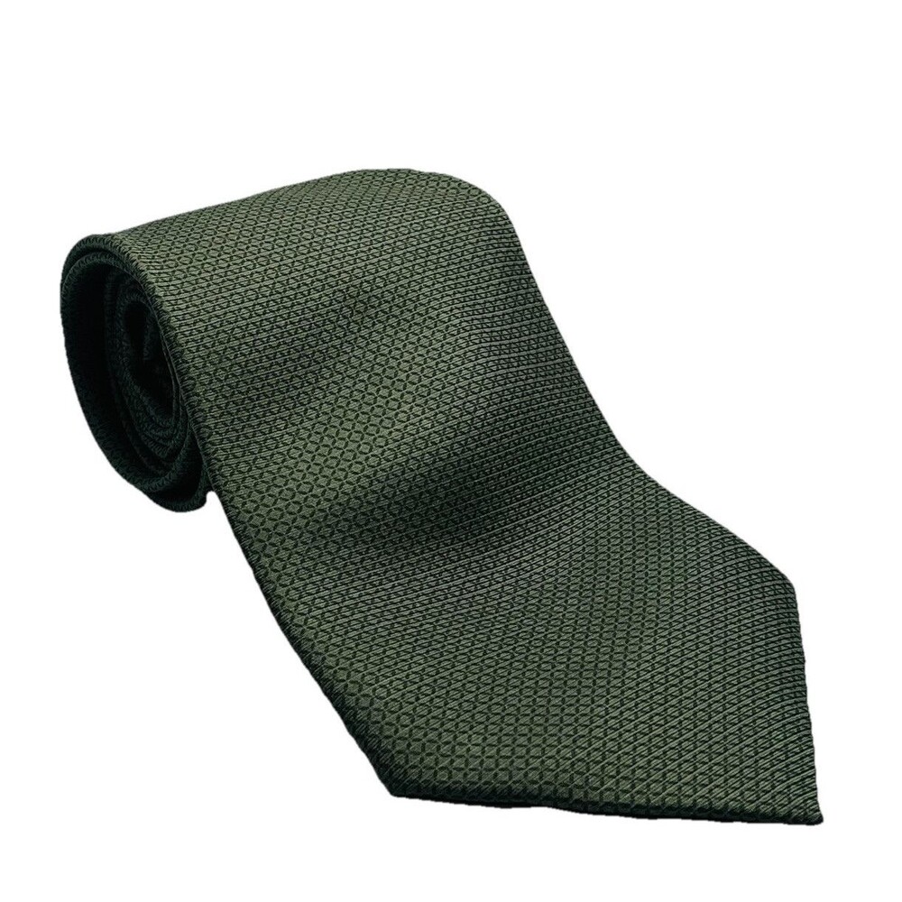 Bijoux Terner Men’s Genuine 100% Silk Tie Rich Green Geometric Necktie Handmade - Picture 1 of 7